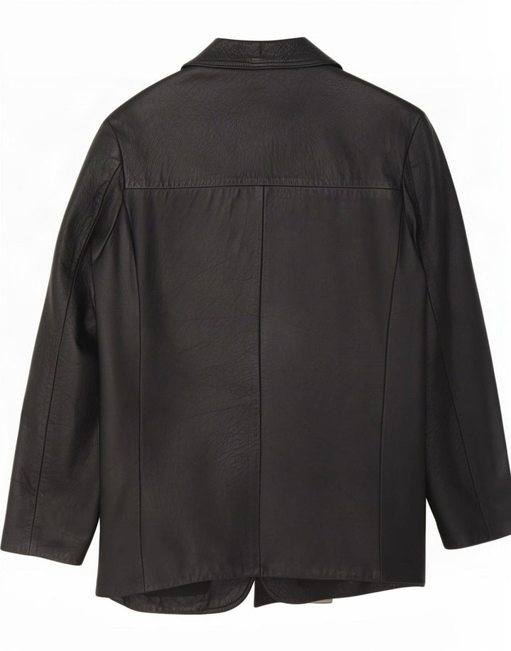 Vintage Mens 2 Button Leather Blazer Jacket UK 38 Medium Black