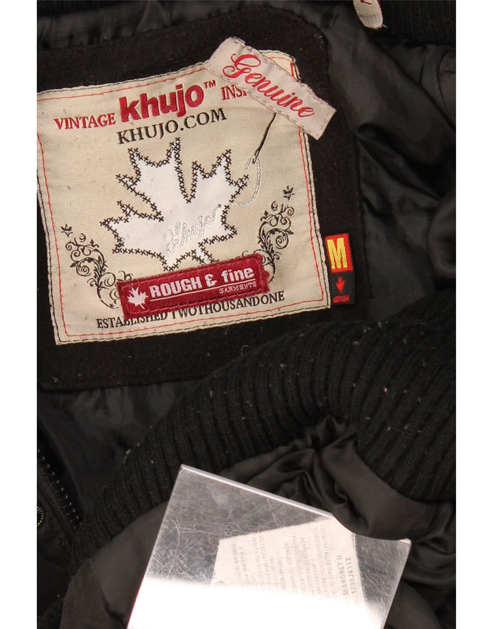 KHUJO Mens Hooded Utility Jacket UK 38 Medium Black Polyester