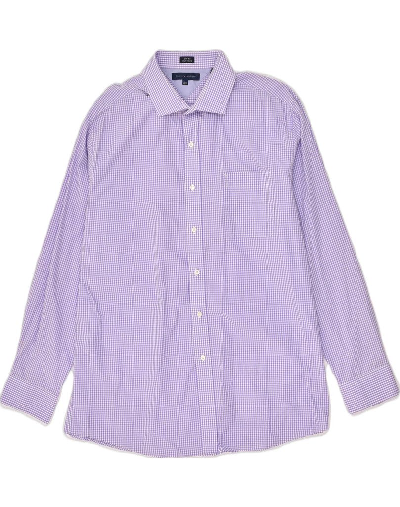 TOMMY HILFIGER Mens Slim Fit Shirt Size 17 1/2 XL Purple Gingham Cotton | Vintage Tommy Hilfiger | Thrift | Second-Hand Tommy Hilfiger | Used Clothing | Messina Hembry 