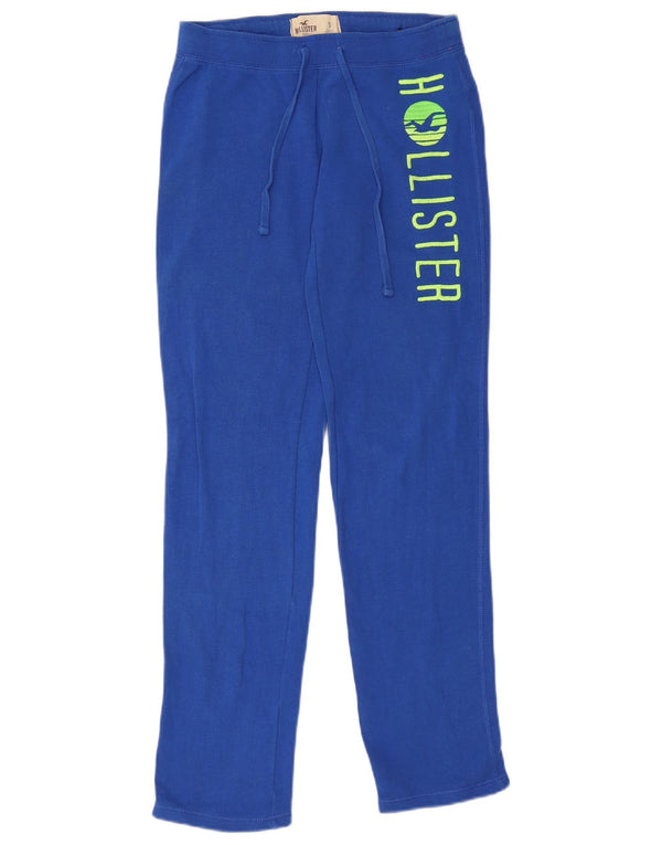 Hollister Womens Graphic Tracksuit Trousers UK 10 Small Blue Cotton