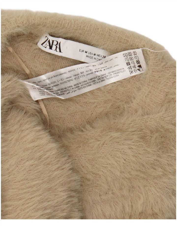 Zara Womens Cardigan Sweater UK 14 Medium Beige Nylon