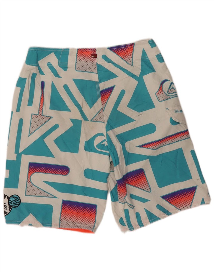 Quiksilver Mens Graphic Swimming Shorts Medium  White Geometric Polyester