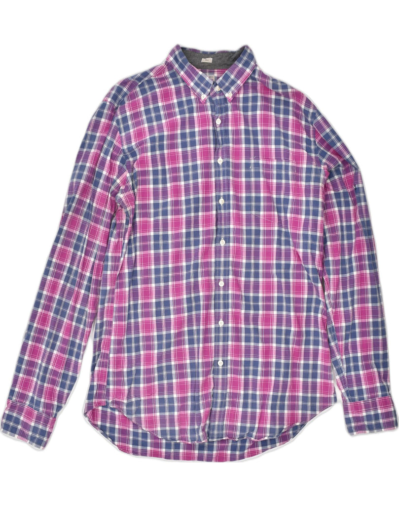 J. CREW Mens Tall Shirt Large Pink Check Cotton | Vintage | Thrift | Second-Hand | Used Clothing | Messina Hembry 