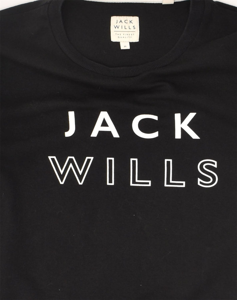 JACK WILLS Mens Graphic Sweatshirt Jumper Medium Black Colourblock Cotton | Vintage Jack Wills | Thrift | Second-Hand Jack Wills | Used Clothing | Messina Hembry 