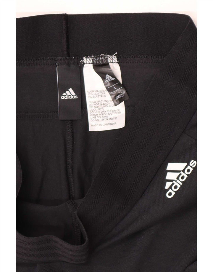 Adidas Womens Leggings UK 14 Large Black Cotton