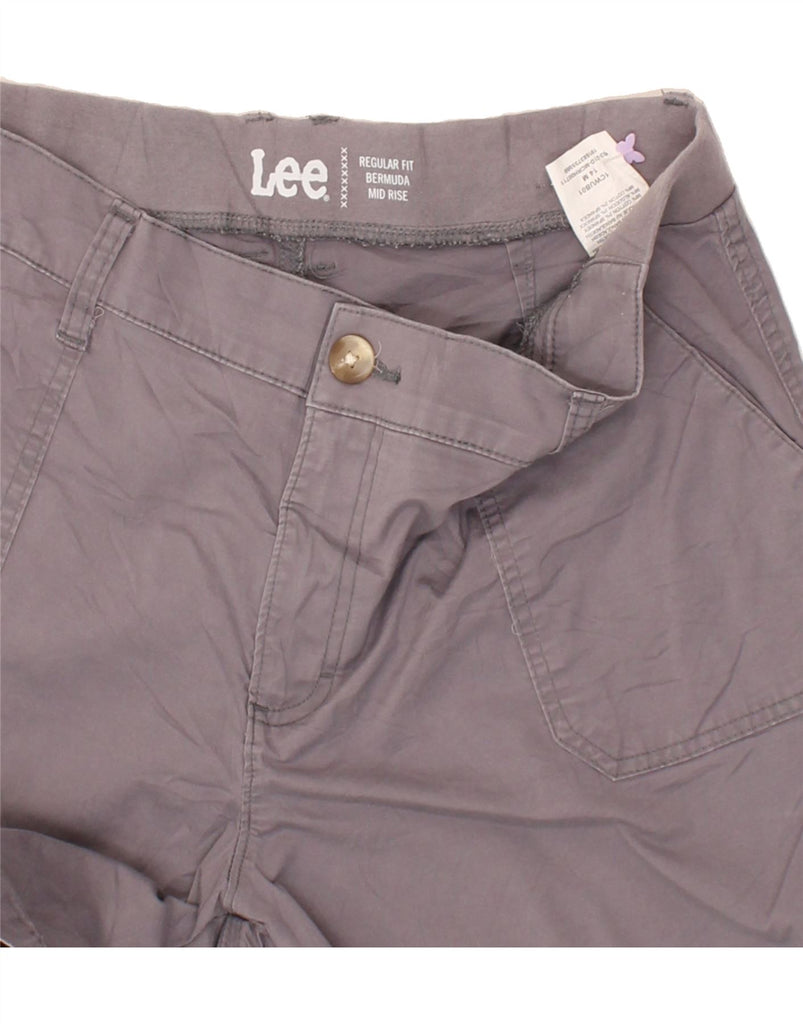 LEE Womens Mid Rise Regular Fit Bermuda Shorts US 14 Large W32 Grey Cotton | Vintage Lee | Thrift | Second-Hand Lee | Used Clothing | Messina Hembry 