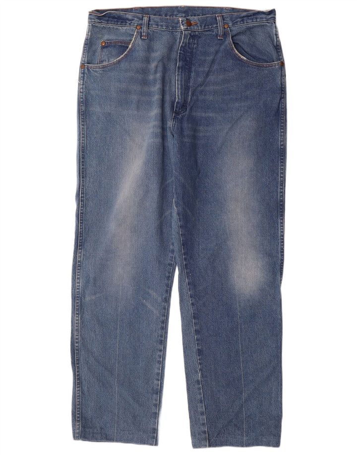 Wrangler Mens Straight Jeans W38 L30 Blue Cotton