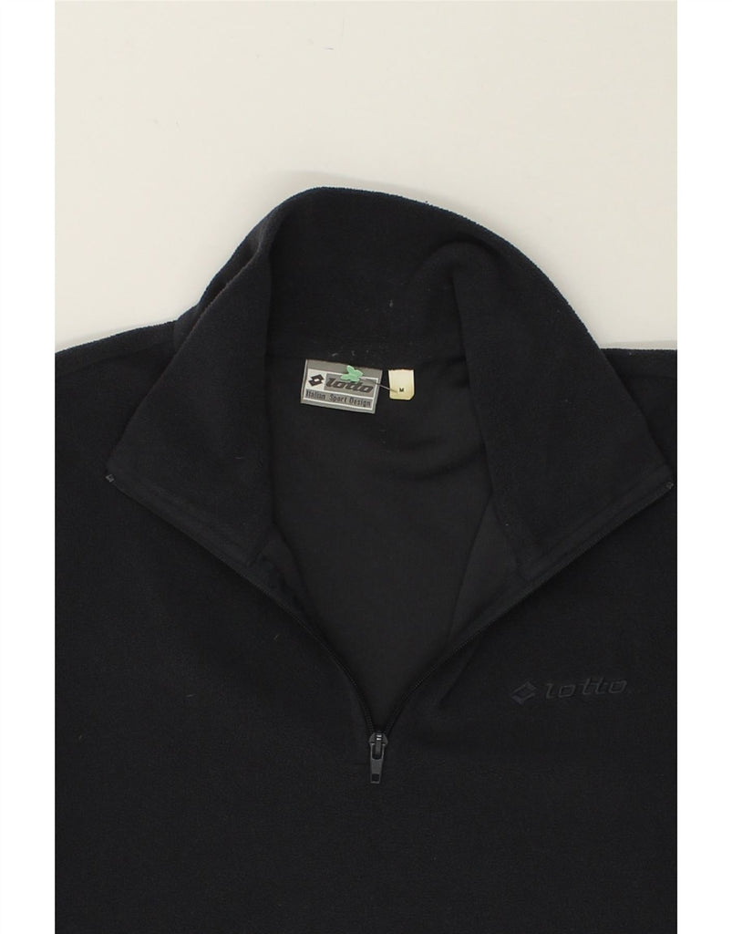 LOTTO Mens Zip Neck Fleece Jumper Medium Black Polyester | Vintage Lotto | Thrift | Second-Hand Lotto | Used Clothing | Messina Hembry 