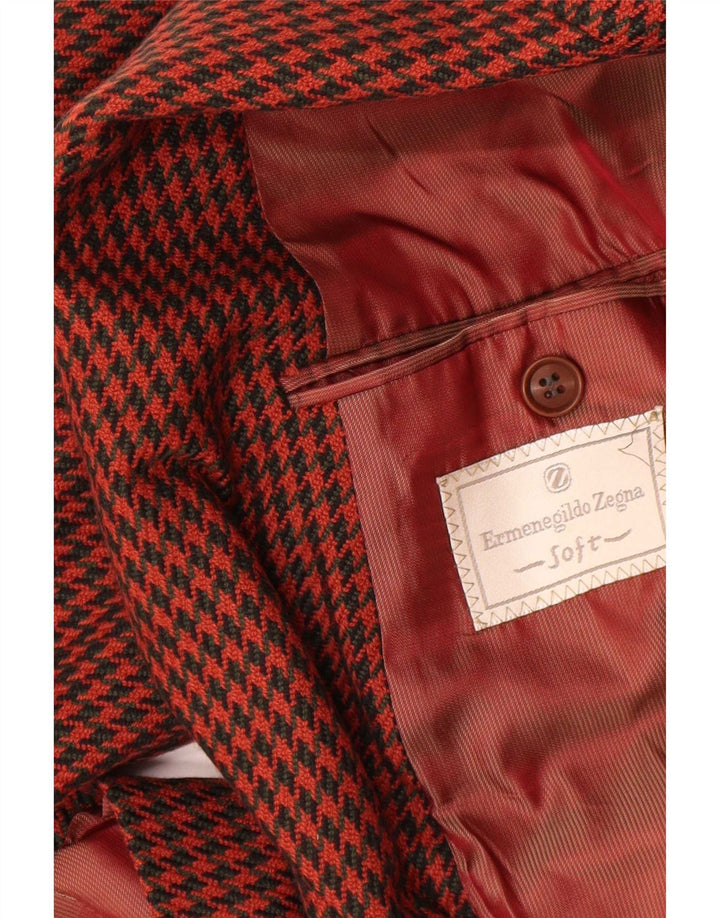 Ermenegildo Zegna Mens 2 Button Blazer Jacket UK 42 XL Brown Houndstooth