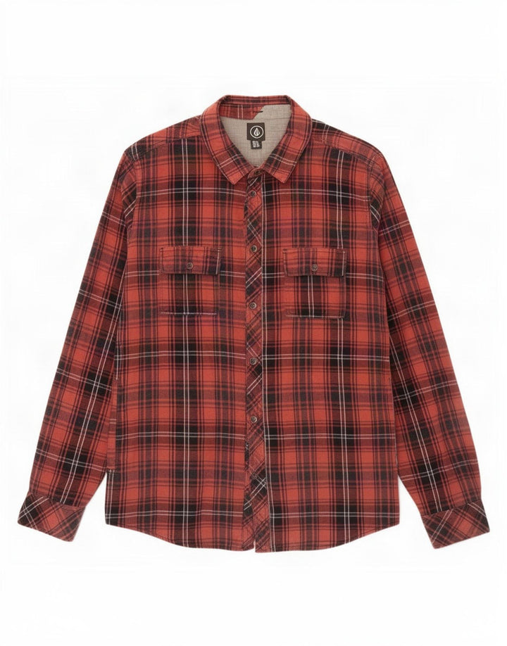 Volcom Mens Flannel Shirt XL Orange Check