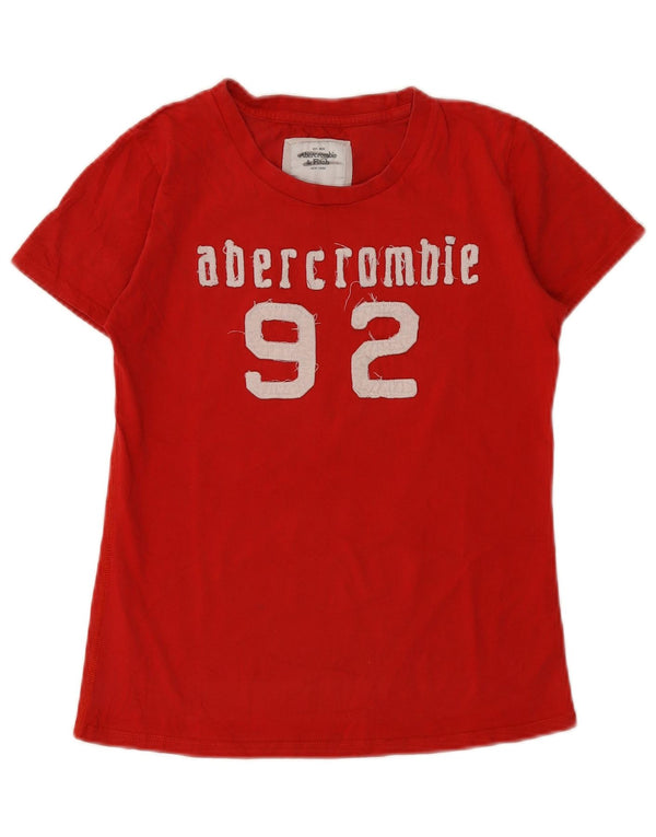 Abercrombie & Fitch Womens Graphic T-Shirt Top UK 12 Medium Red Cotton