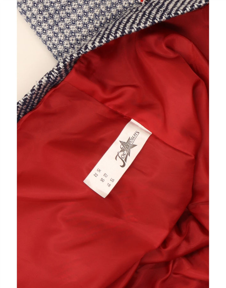 JOE BROWNS Womens 4 Button Blazer Jacket UK 22 3XL Navy Blue Check