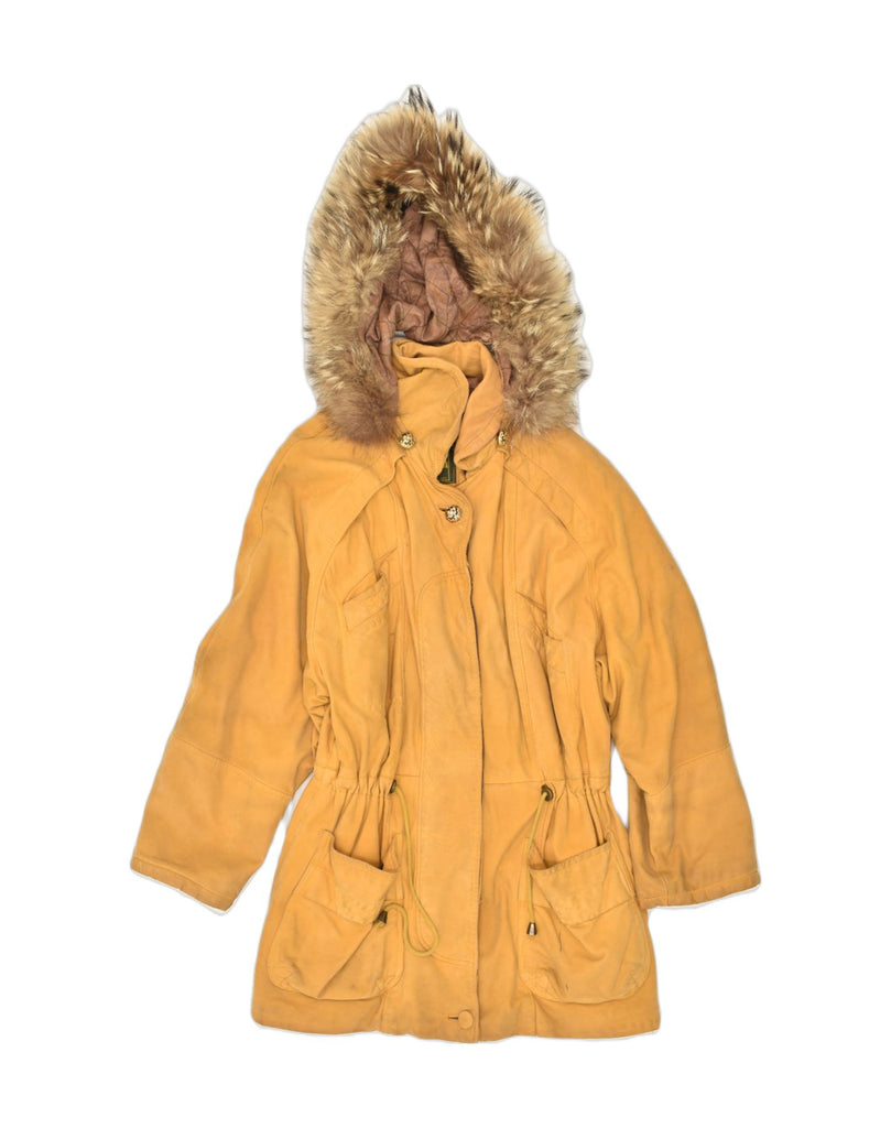 VINTAGE Womens Hooded Parka Jacket UK 14 Large Yellow | Vintage Vintage | Thrift | Second-Hand Vintage | Used Clothing | Messina Hembry 