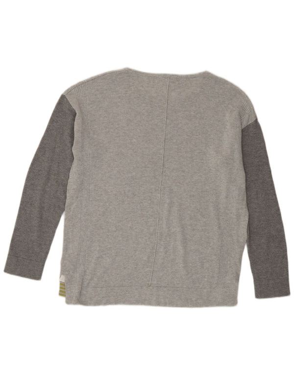 White Stuff Womens Oversized Top Long Sleeve UK 10 Small Grey Colourblock