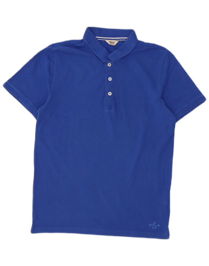 Rifle Mens Polo Shirt Medium Blue Cotton