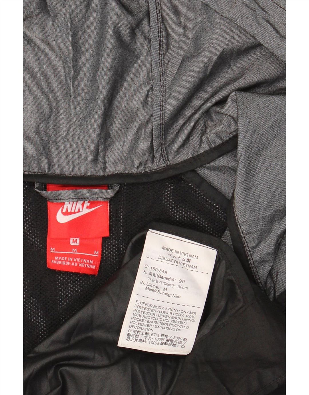 Nike Mens Hooded Rain Jacket UK 38 Medium Grey Colourblock Nylon