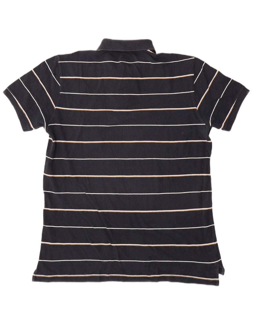 Massimo Dutti Mens Polo Shirt Large Navy Blue Striped