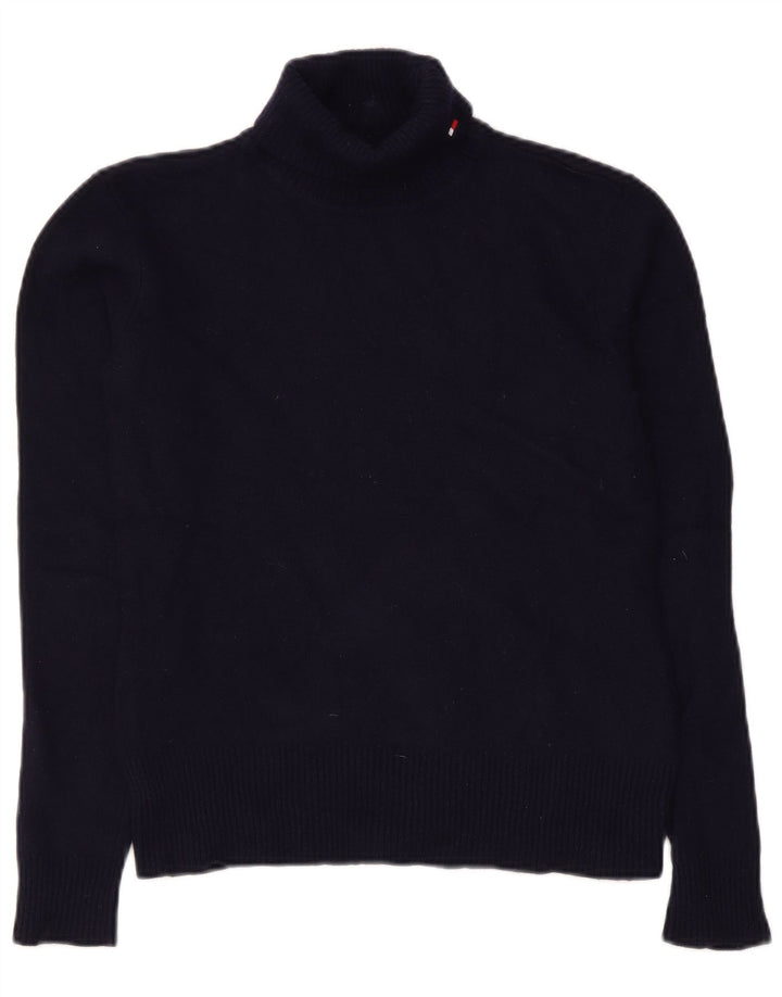 Tommy Hilfiger Womens Roll Neck Jumper Sweater UK 12 Medium Navy Blue