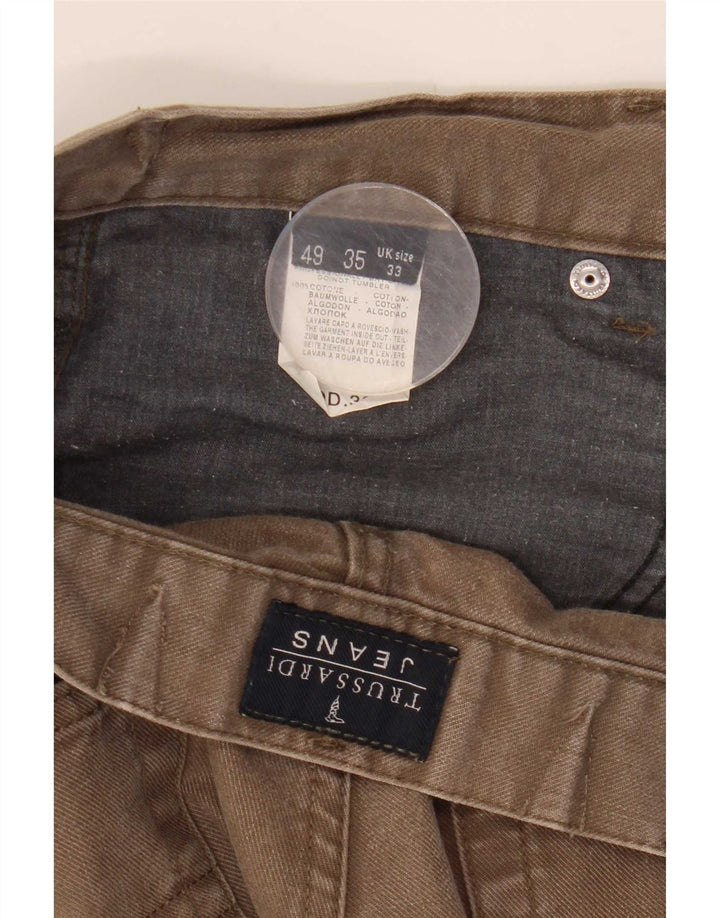 Trussardi Mens Straight Jeans W33 L27 Beige Cotton