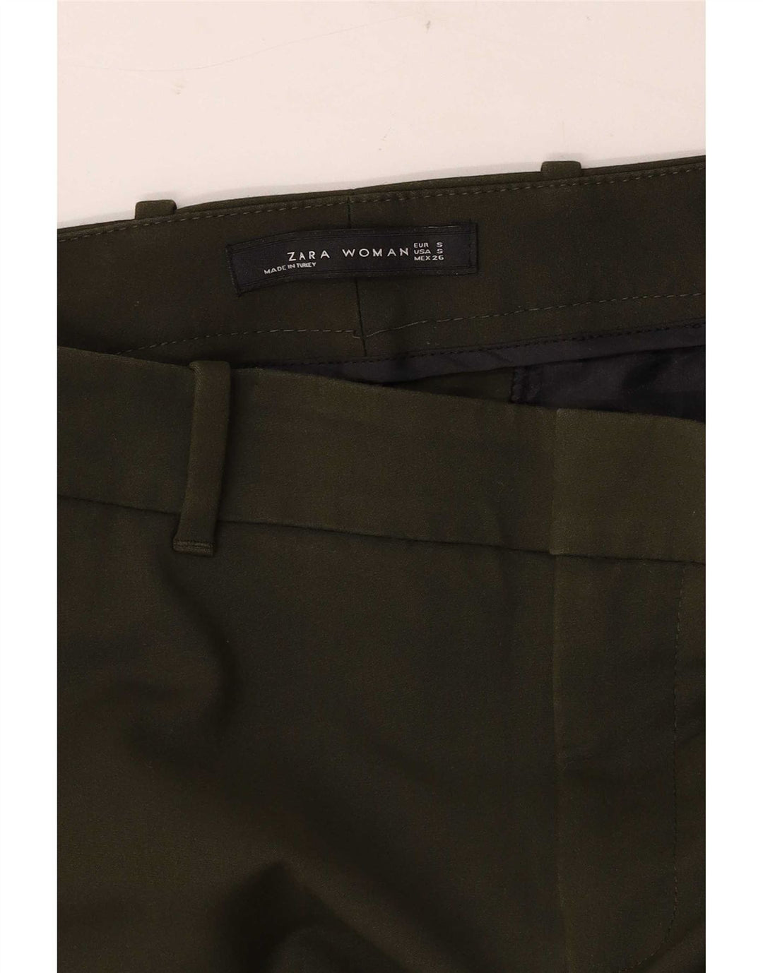 Zara Womens Slim Chino Trousers Small W26 L28 Green