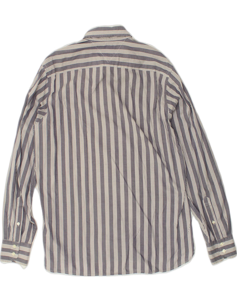 TOMMY HILFIGER Mens Shirt Large Grey Striped Cotton | Vintage Tommy Hilfiger | Thrift | Second-Hand Tommy Hilfiger | Used Clothing | Messina Hembry 