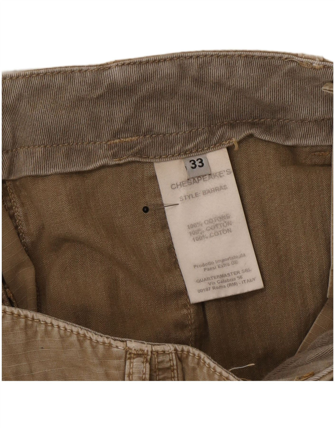 Vintage Mens Cargo Shorts W33 Medium Khaki Pinstripe Cotton