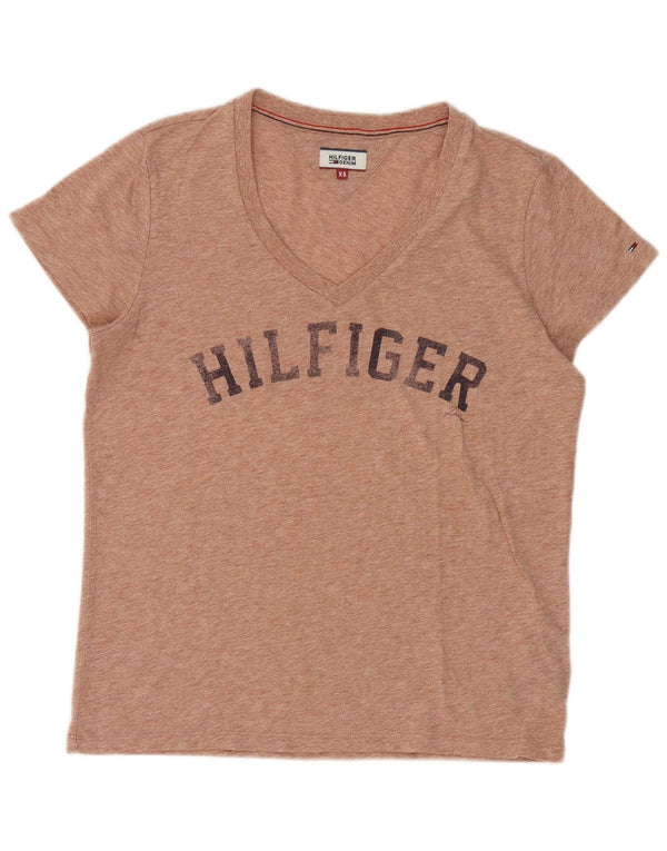 Tommy Hilfiger Womens Oversized Graphic T-Shirt Top UK 6 XS Orange