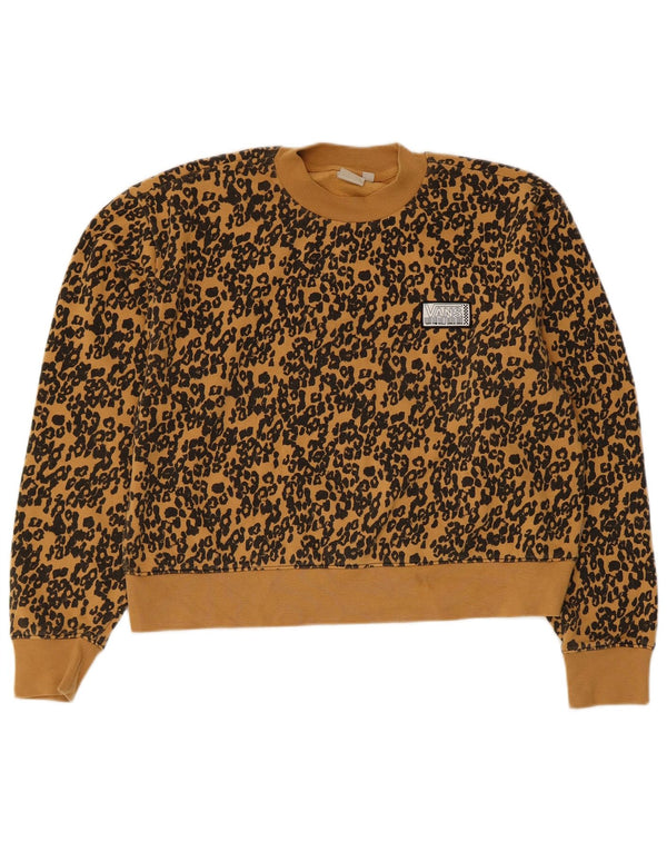 Vans Womens Crop Oversized Sweatshirt Jumper UK 10 Small Brown Animal Print
