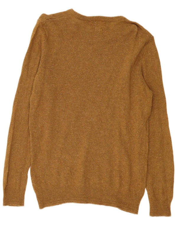 Marks & Spencer Mens Crew Neck Jumper Sweater Large Khaki Flecked Wool