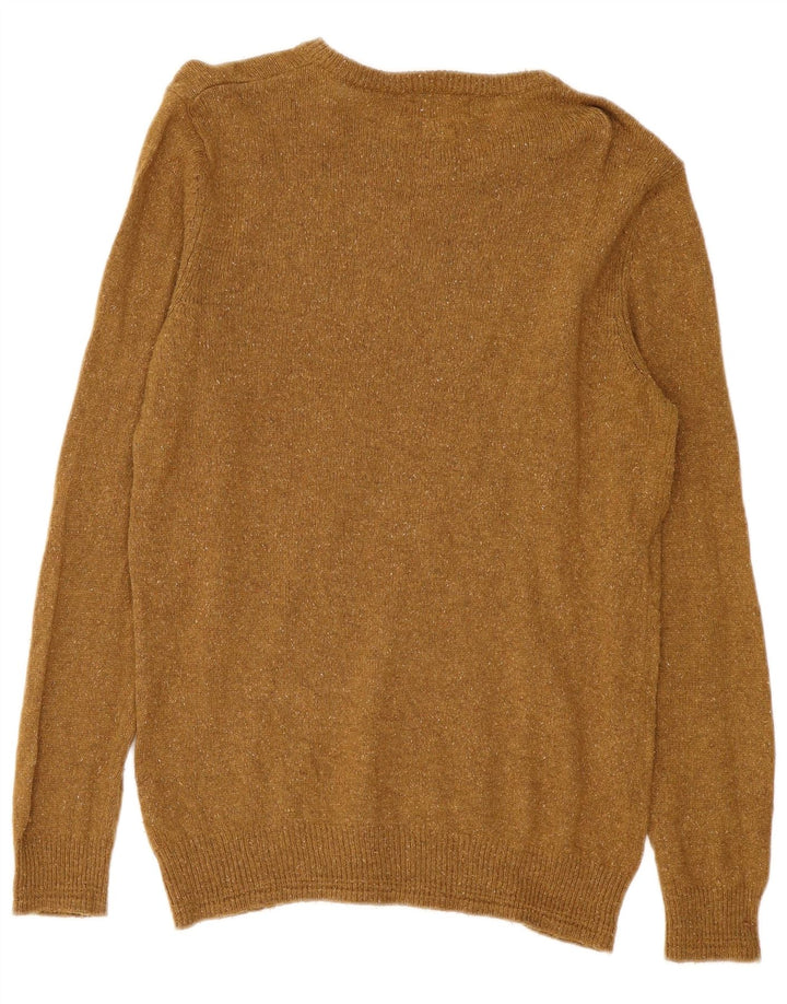 Marks & Spencer Mens Crew Neck Jumper Sweater Large Khaki Flecked Wool