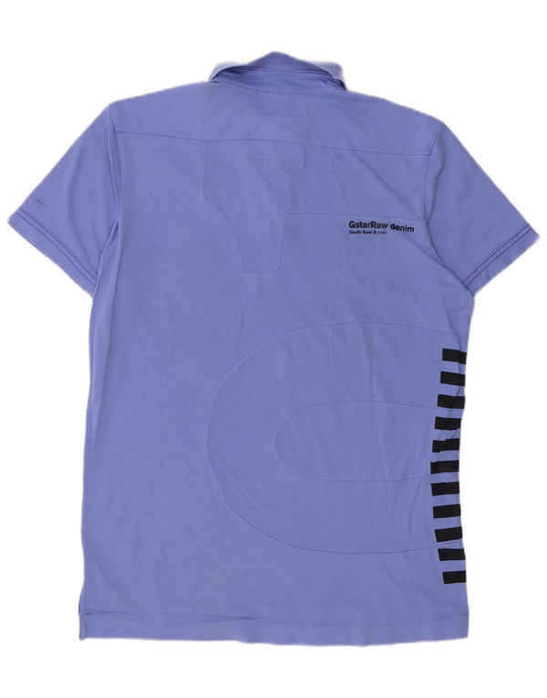 G-STAR Mens Graphic Polo Shirt Large Purple Cotton