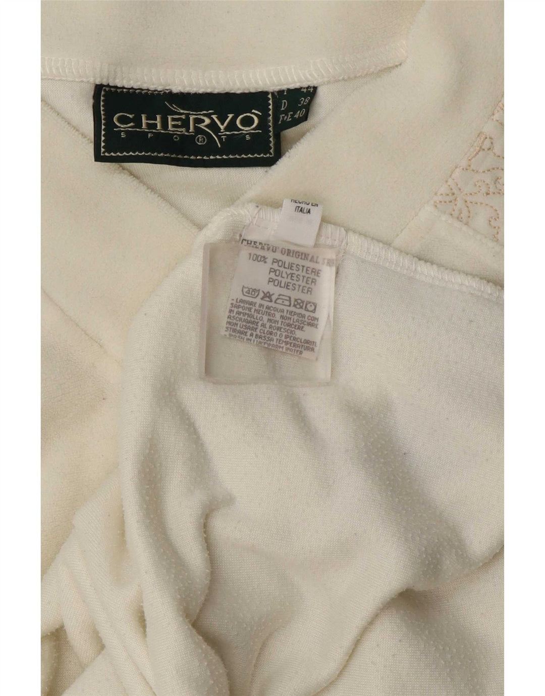 Chervo Womens Velour Vest Top IT 44 Medium Off White Paisley Polyester