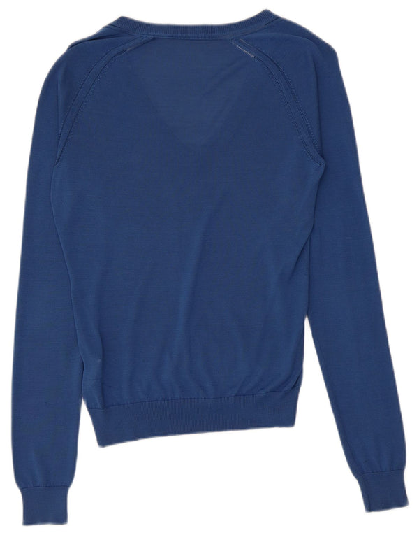 Dsquared2 Womens V-Neck Jumper Sweater UK 12 Medium Blue Silk
