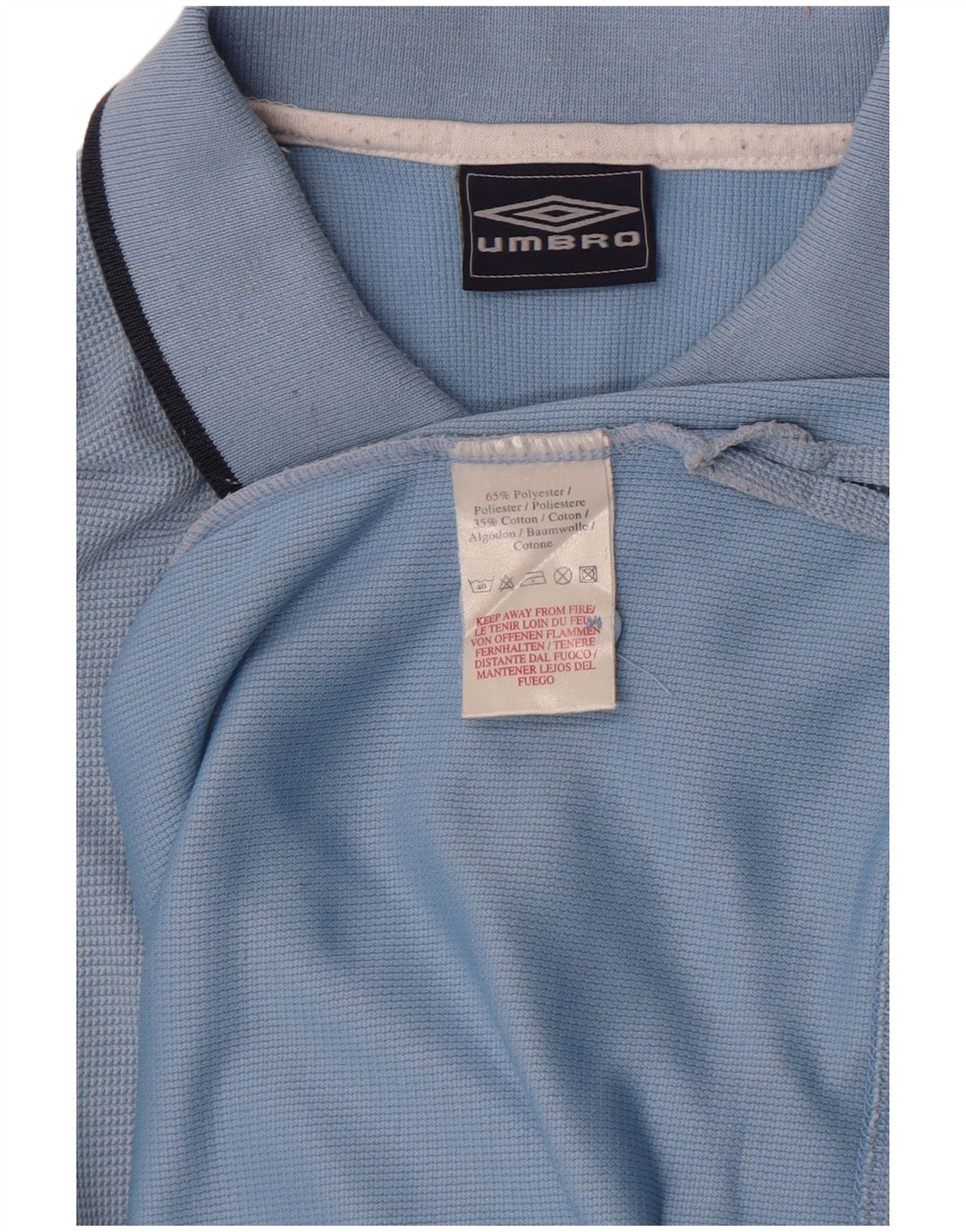 Umbro Mens Polo Shirt Medium Blue Polyester