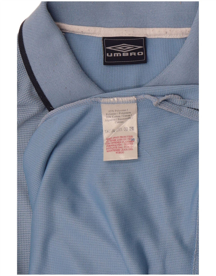 Umbro Mens Polo Shirt Medium Blue Polyester