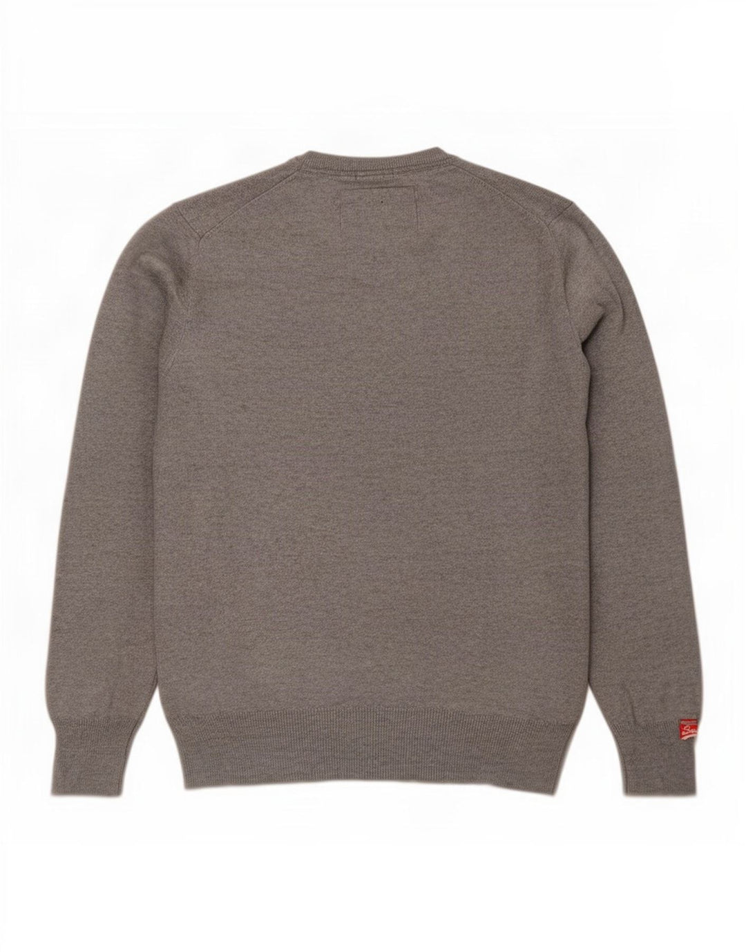 Superdry Mens V-Neck Jumper Sweater Large Grey Cotton