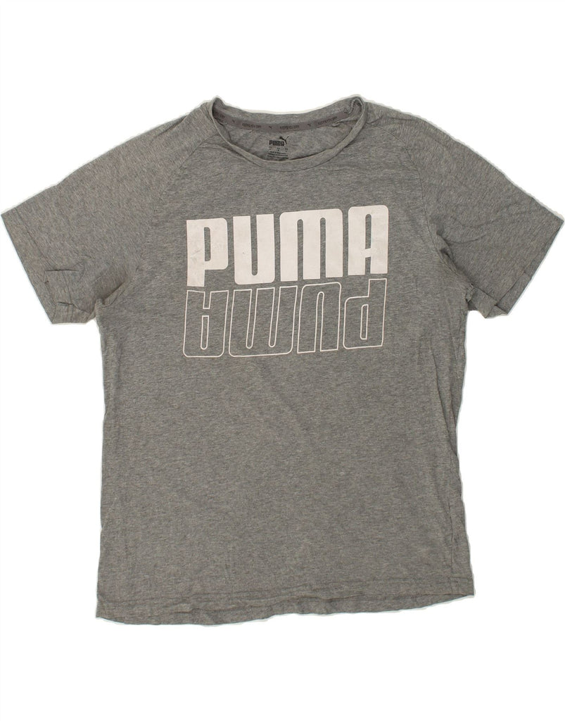 PUMA Mens Graphic T-Shirt Top Large Grey Flecked Cotton | Vintage Puma | Thrift | Second-Hand Puma | Used Clothing | Messina Hembry 