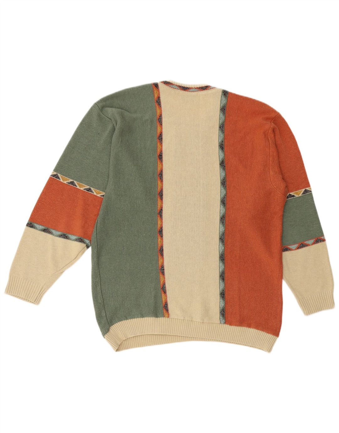 BERTO LUCCI Mens Crew Neck Jumper Sweater Large Multicoloured Geometric