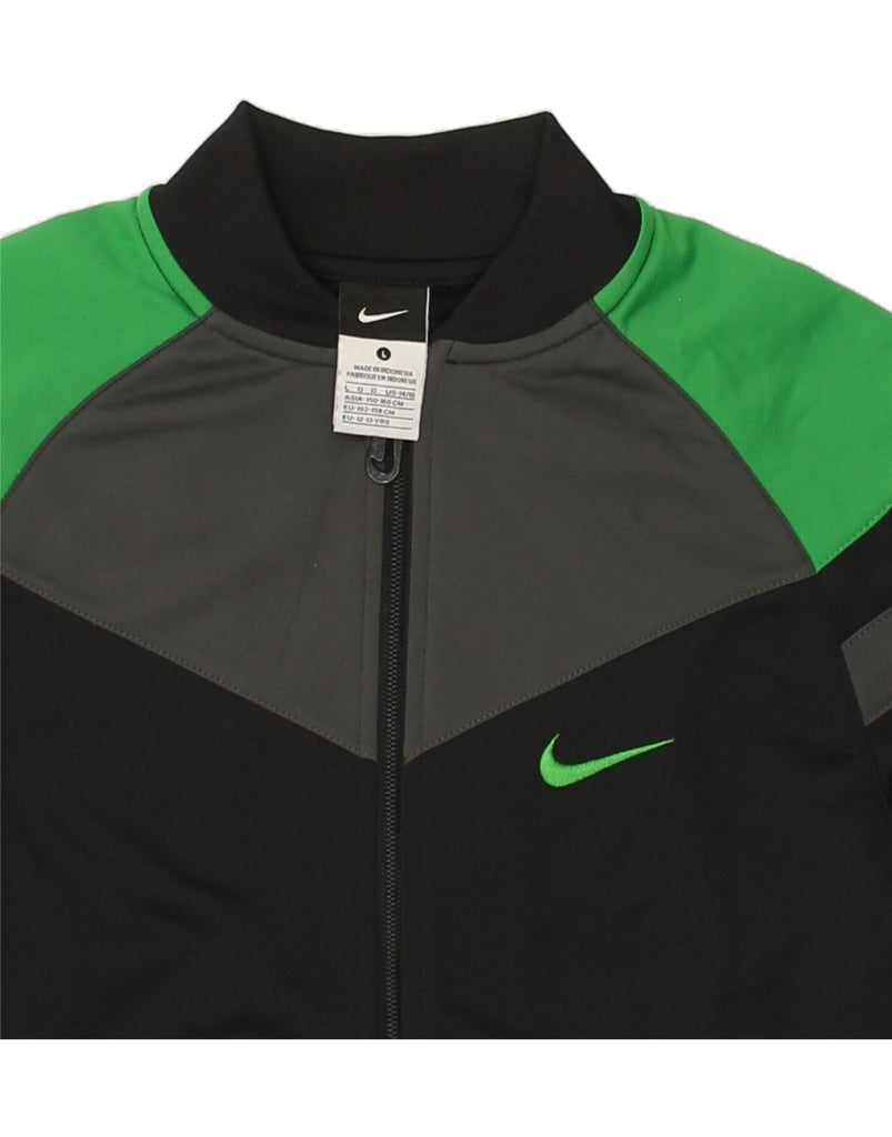NIKE Boys Graphic Tracksuit Top Jacket 12-13 Years Large Black Colourblock | Vintage Nike | Thrift | Second-Hand Nike | Used Clothing | Messina Hembry 