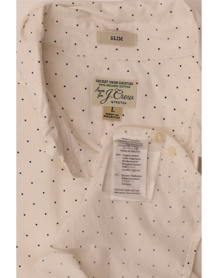 J. CREW Mens Slim Shirt Large White Spotted Cotton Vintage J. Crew and Second-Hand J. Crew from Messina Hembry 