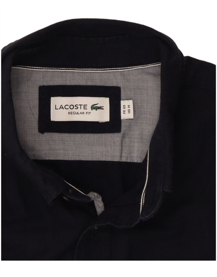 Lacoste Mens Short Sleeve Regular Fit Shirt Medium Navy Blue Cotton