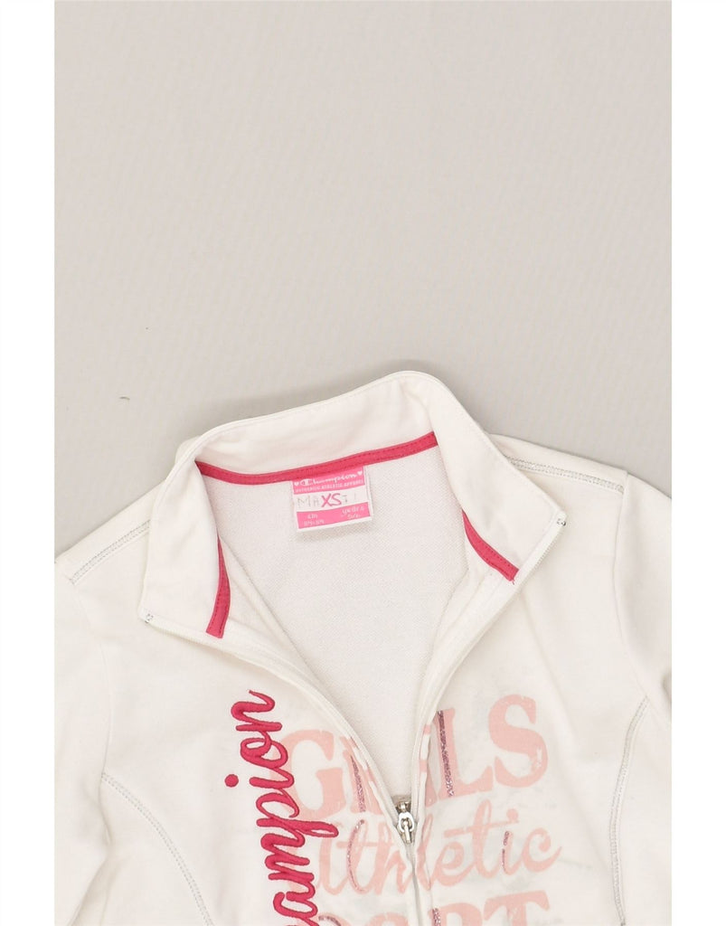 CHAMPION Girls Graphic Tracksuit Top Jacket 5-6 Years XS White Cotton | Vintage Champion | Thrift | Second-Hand Champion | Used Clothing | Messina Hembry 