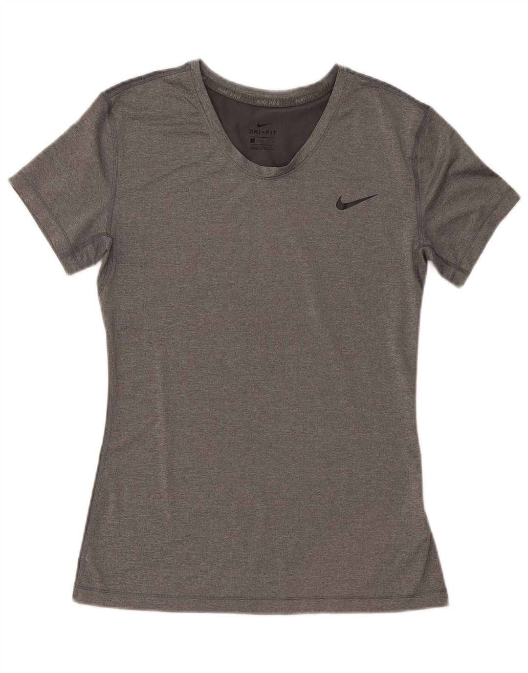 Nike Womens Dri Fit T-Shirt Top UK 14 Large Grey Polyester