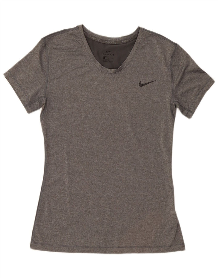 Nike Womens Dri Fit T-Shirt Top UK 14 Large Grey Polyester