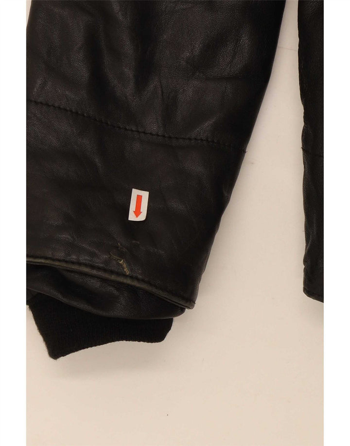 Pellitalia Womens Hooded Leather Jacket UK 14 Medium Black