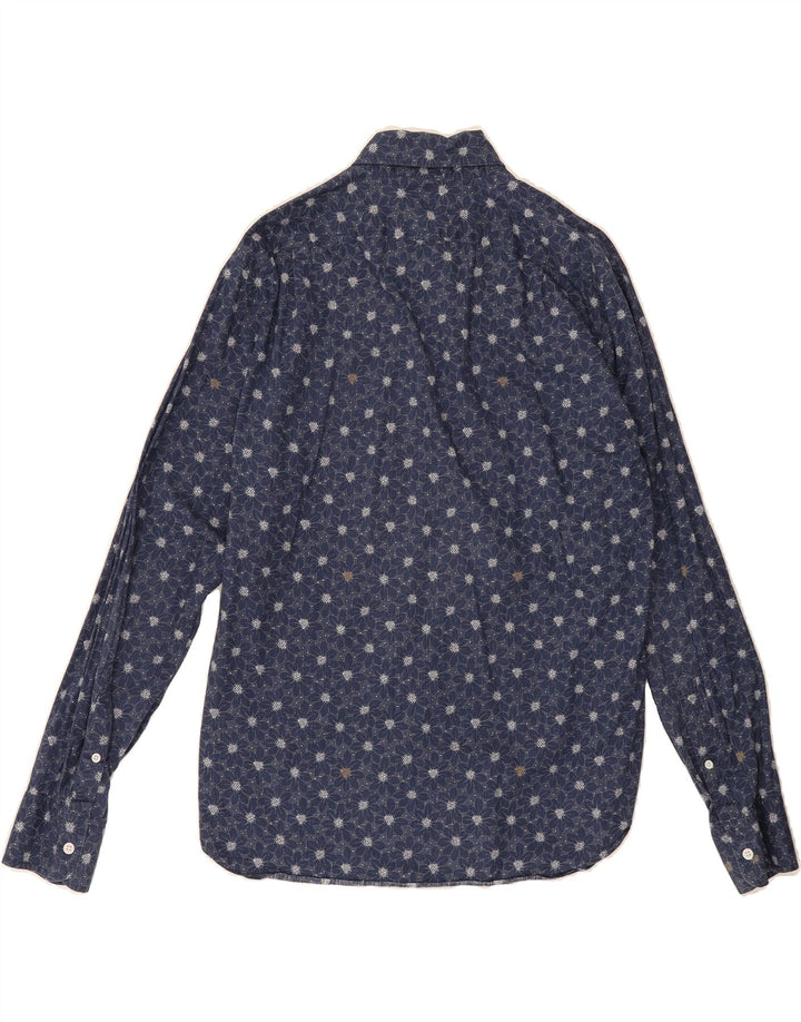 J. CREW Mens Slim Shirt Medium Navy Blue Floral Cotton Vintage J. Crew and Second-Hand J. Crew from Messina Hembry 
