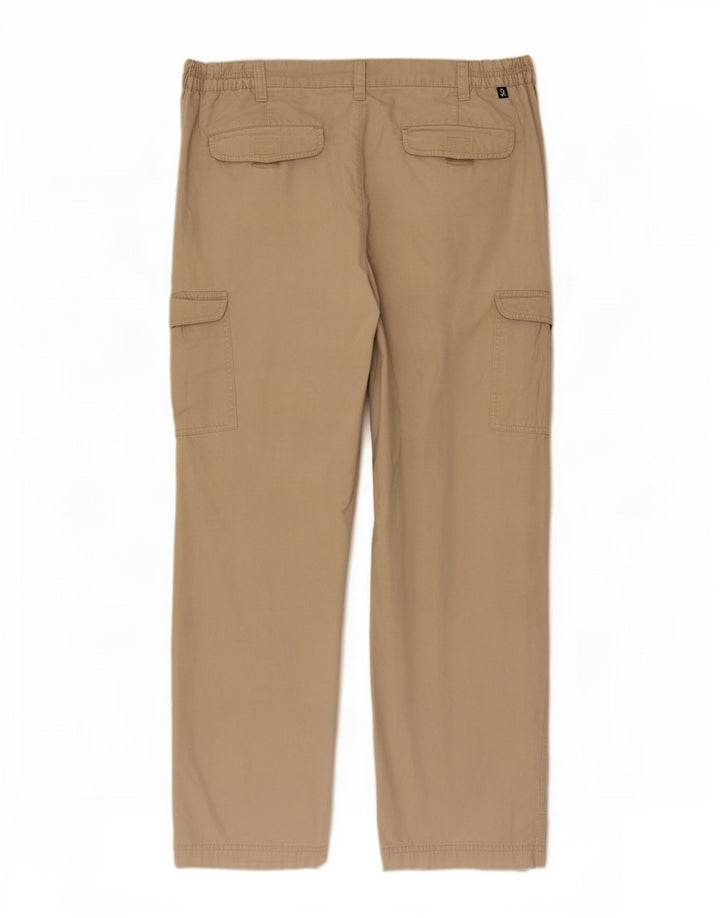 Farah Mens Straight Cargo Trousers W34 L31 Beige Cotton
