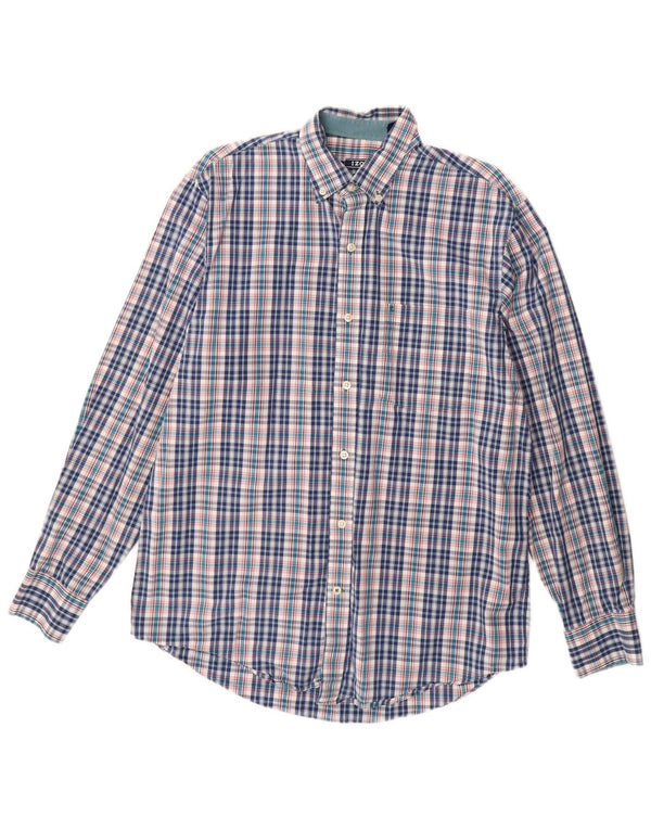 Izod Mens Shirt Small Blue Gingham Cotton