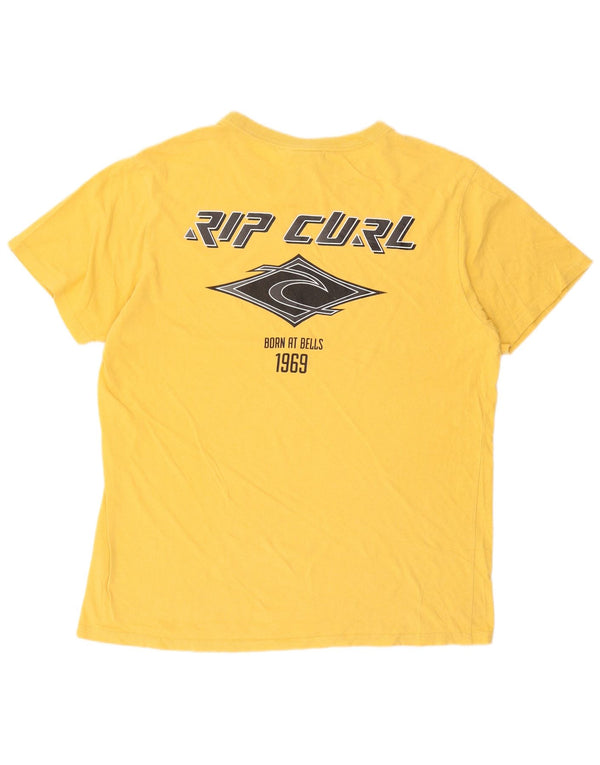 Rip Curl Mens Graphic T-Shirt Top Large Yellow Cotton