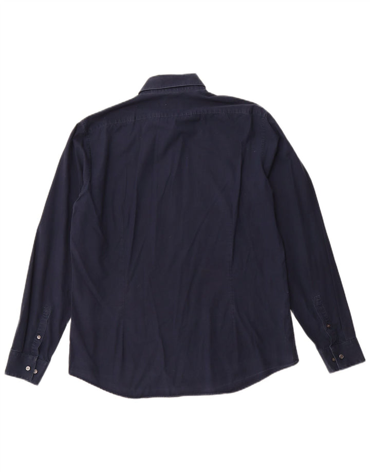 CALVIN KLEIN Mens Slim Fit Shirt Size 16 1/2 Large Navy Blue Cotton